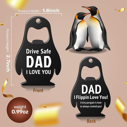 Fathers Day for Dad Gifts, Drive Safe Penguin Gifts - Beer Bottle Opener, Kitchen Bar Gadgets - Gift for Husband from Wife, Dad I Flippin Love You Fathers Day Decoration, Men Christmas Birthday Gift