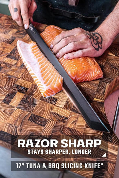 Dalstrong Tuna Knife - 17 inch Slicer - Shadow Black Series - Black Titanium Nitride Coated - High Carbon - 7CR17MOV-X Vacuum Treated Steel - Meat Fish Knife - Kitchen Knife - Sheath - NSF Certified