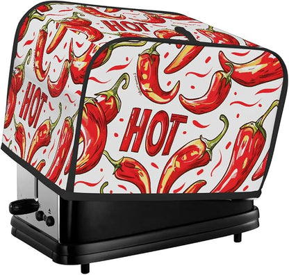 Chili Pepper Toaster Cover 2 Slice Wide Slot Washable Toaster Covers | Dust and Fingerprint Protection Bread Maker Covers for Kitchen Accessories Decor Bakeware Women Gift