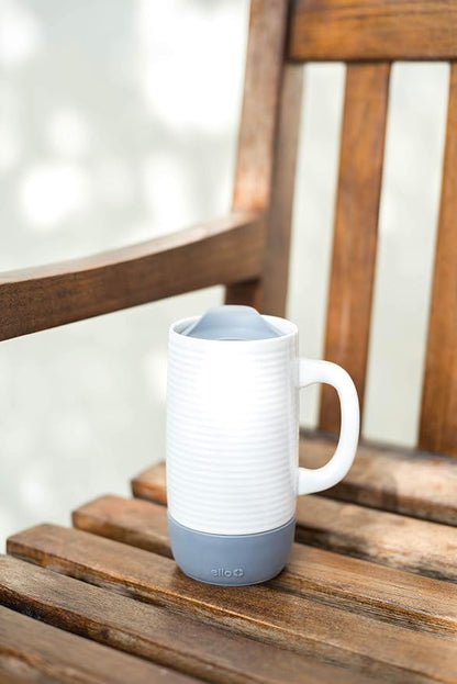 Ello Jane 18oz Ceramic Travel Mug with Handle, Splash-Resistant Slider Lid and Built-in Coaster, Perfect for Coffee and Tea, BPA Free, Dishwasher Safe, Holiday Gift Her Him, Gray (Pack of 12)