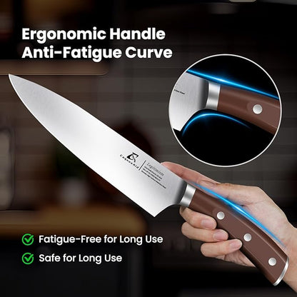 CoquusAid Knife Set, Upgrade 15 Pcs Knife Block Set with Widened Ventilated Slot, German Stainless Steel Kitchen Knives Set with Sharpener, Professional Chef Knives Set, Full Tang Ergonomic Handle