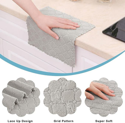 Homaxy 16 Pack Kitchen Cloths Dish Towels (10" x 10", Grey), Super Soft and Absorbent Coral Velvet Dishcloths, Fast Drying No Lint Microfiber Cleaning Cloth