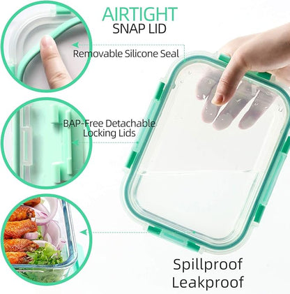 UMEIED Glass Meal Prep Containers 3 Compartment with Lids (5 Pack, 36oz), Divided Glass Storage Containers for Lunch at Work, Leak-Proof Portion Control Food Containers, Microwave/Dishwasher Safe