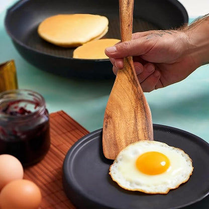 Wooden Spoons for Cooking, 10 Pcs Acacia Wood Cooking Utensils Set with Hand Painted Holder, Wooden Kitchen Utensils Set for Nonstick Cookware, Gift Box