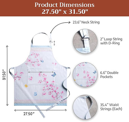 Maison d' Hermine 100% Cotton Apron for women with Pocket Kitchen Chef Apron for Men Cooking Spring Summer