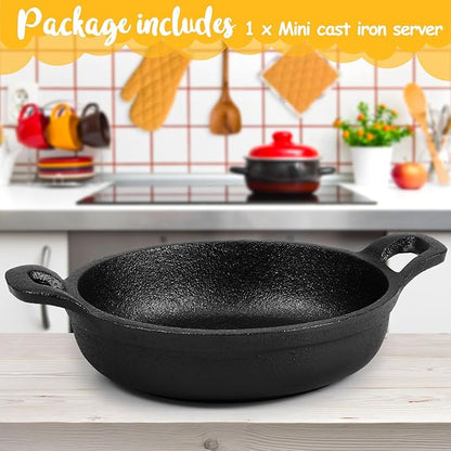 Ziliny Mini Cast Iron Skillets 5 x 5 x 1.3 Inch Cast Iron Pan Small Ramekin Set Black Casserole Dish Cookware Oven Safe Mini Skillets for Kitchen Indoor Outdoor Picnic (1 Pack)