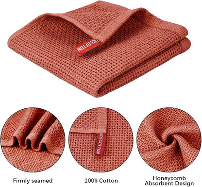 Nialnant 100% Cotton Dish Rags, 6 Pack Waffle Weave Kitchen Towels,Quick Drying Dish Cloths for Washing Dishes 12x12 Inches,Multi Color