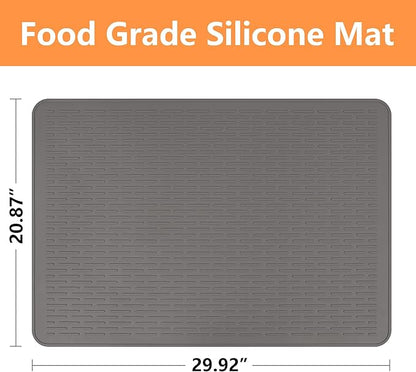 Stove Top Cover for Electric Stove- Range Covers for Electric Stove,Silicone XXL Dish Drying Mat, Glass Cooktop Covers, Flat RV Range top Mats (Gray, 30"x21")