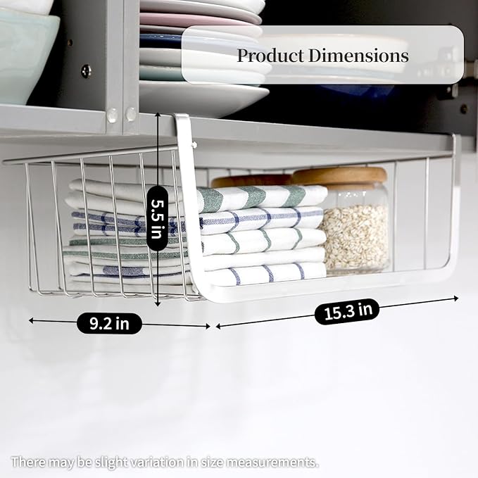 INEX Upper Cabinets Hanging Shelf Kitchen Sink Storage Caddy (Silver, 5.5" H x 15.3" W x 9.2" D)