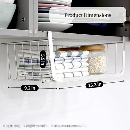 INEX Upper Cabinets Hanging Shelf Kitchen Sink Storage Caddy (Silver, 5.5" H x 15.3" W x 9.2" D)