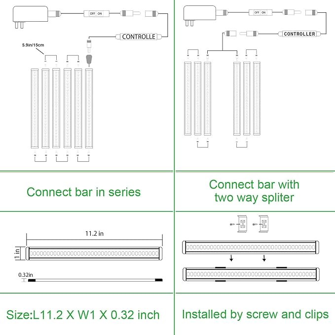 AIBOO LED Under Counter Light Rigid Bar Kit, Plug in Corded 12V LED Under Cabinet Lighting Dimmable with Switch for Counter Shelf Showcase Display Lighting (6 Panels,Daylight White)