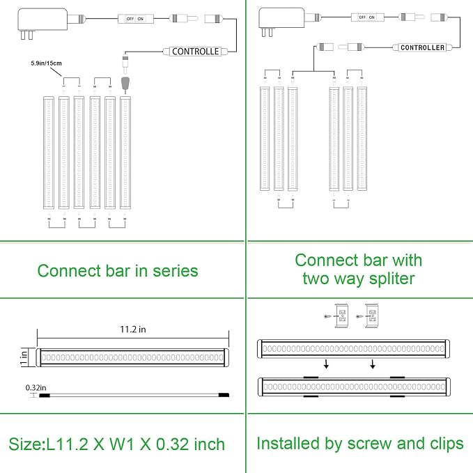 AIBOO LED Under Counter Light Rigid Bar Kit, Plug in Corded 12V LED Under Cabinet Lighting Dimmable with Switch for Counter Shelf Showcase Display Lighting (6 Panels,Daylight White) (Pack of 2)