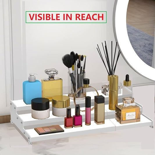 Jojocross Spice Rack Organizer for Cabinet, 3 Tier Expandable Spices Storage, Great for Kitchen Cabinets, Cupboard,Pantry and Countertop More 1 Pack/White