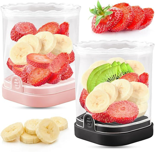 Creative Strawberry & Fruit Slicer - Detachable Cutter with Push Plate (Black + Pink)