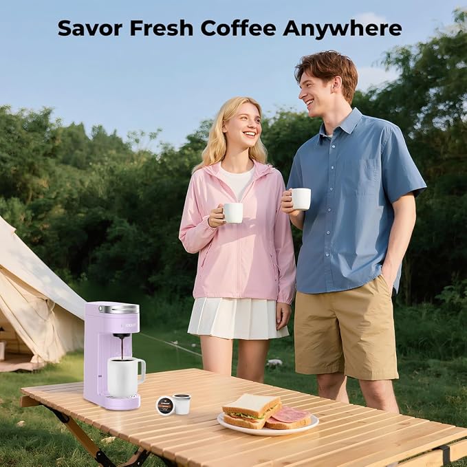 CHULUX Compact Single Serve Coffee Maker Brewer for K Cup Pod, Light Violet