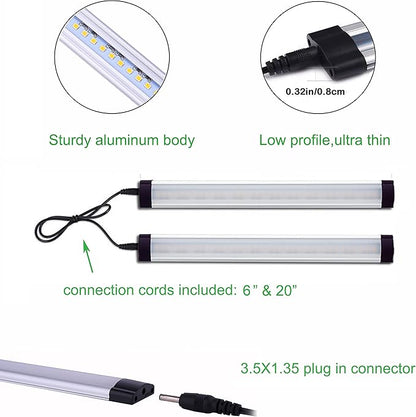 AIBOO LED Under Counter Light Rigid Bar Kit, Plug in Corded Under Cabinet Lighting with 12V LED Dimmable Switch for Counter Shelf Showcase Display Lighting (6 Panels,Warm White)