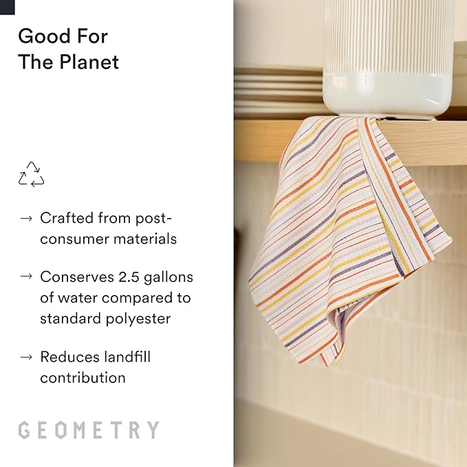GEOMETRY Kitchen Dish Cloths - Quick Dry Dishcloths for Kitchen - Premium Dish Rags with Geoweave - 3-Pieces Stripe Season