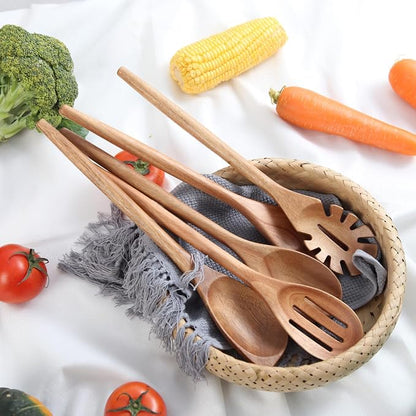 2PCS Acacia Wooden Spoons For Cooking-14 Inch Smooth Finish Cooking Spoons-Comfortable Grip Wood Spoons for Cooking - Non-Stick Cooking Utensils (Spoon + Cooking Spatula)