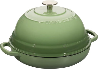 EDGING CASTING Enameled Cast Iron Dutch Oven Pot with Lid, Round Bread Oven for Homemade Sourdough Bread Baking, 6 Quart, Pistachio Green