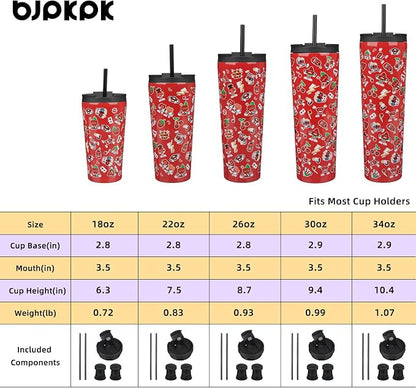 BJPKPK 34oz Skinny Tumbler With lid And Straw Stainless Steel Travel Coffee Mug Insulated Tumblers Cups,Passionate Red