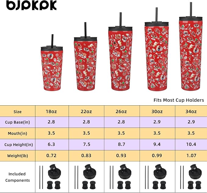 BJPKPK 26oz Tumbler With lid And Straw Stainless Steel Travel Coffee Mug Insulated Tumblers Cups,Passionate Red