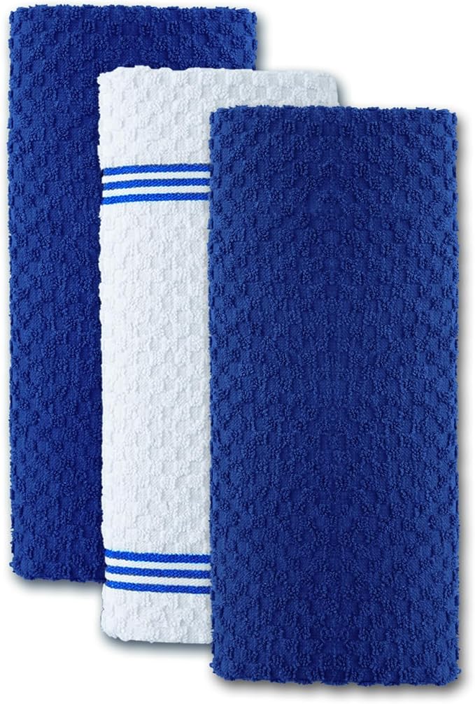 Infinitee Xclusives Premium Kitchen Towels - [Pack of 12] 100% Cotton Kitchen Hand Towels (15 x 25 Inches) - Dish Towels for Kitchen |Mighty Blue|