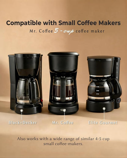 5 Cup Basket Coffee Filters, 200 Count - 20% Thicker Small Coffee Filters Paper Compatible with Mr. Coffee & 4-5 Cup Coffee Makers
