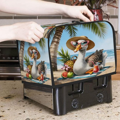 Goose Beach Toaster Cover 2 Slice Wide Slot Washable Toaster Covers | Animal Summer Dust and Fingerprint Protection Bread Maker Covers for Kitchen Accessories Decor Bakeware Women Gift