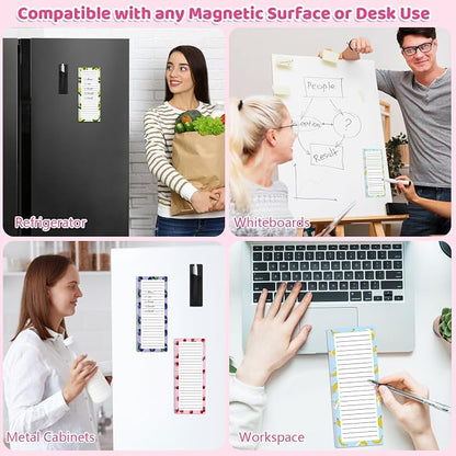 Thboxes 4 Pack Magnetic Note Pad for Fridge, Totally 200 Sheets Grocery List Magnet Pad for Refrigerator Magnetic Shopping List Pad with Pen Holder（Fruit Design）