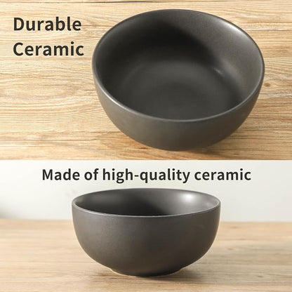 Tikoore Ceramic Mixing Bowls Set，Soup Bowls Set of 3, Stoneware Nesting Bowls for Serving, Baking, Salad,Microwave and Dishwasher Safe,24/40/88 oz, Matte Black