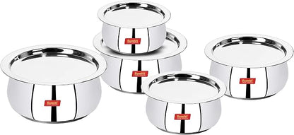Sumeet Stainless Steel Cookware Set With Lid, 5 Piece (Steel), 2.4 Liter