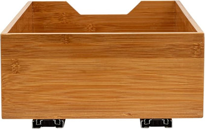 Household Essentials Glidez Bamboo and Steel Pull-Out/Slide-Out Storage Organizer for Under Cabinet Use - 1-Tier Design - Fits Standard Size Cabinet or Shelf, Natural