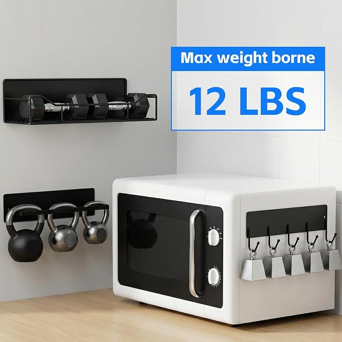 5 Pack Multifunctional Magnetic Shelves for Refrigerator Spice Rack & Washing Machine Organize (V style, Black)