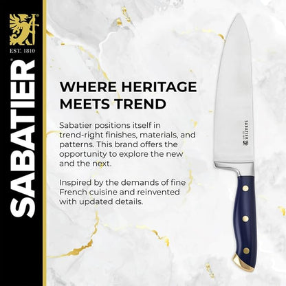 Sabatier 3-Piece Chef Set - 8" Chef Knife, 5.5" Serrated Utility Knife, 3.5" Paring Knife, Protective Blade Tip - Kitchen Cooking Essentials with High-Carbon Stainless Steel Blades & Durable Handle