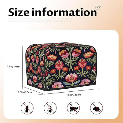 Toaster Cover 2 Slice Wide Slot Flower Floral RedBread Toaster Oven Dustproof Cover Small Appliance Kitchen Covers Dust and Fingerprint Protection for Women Gift 2 Slice