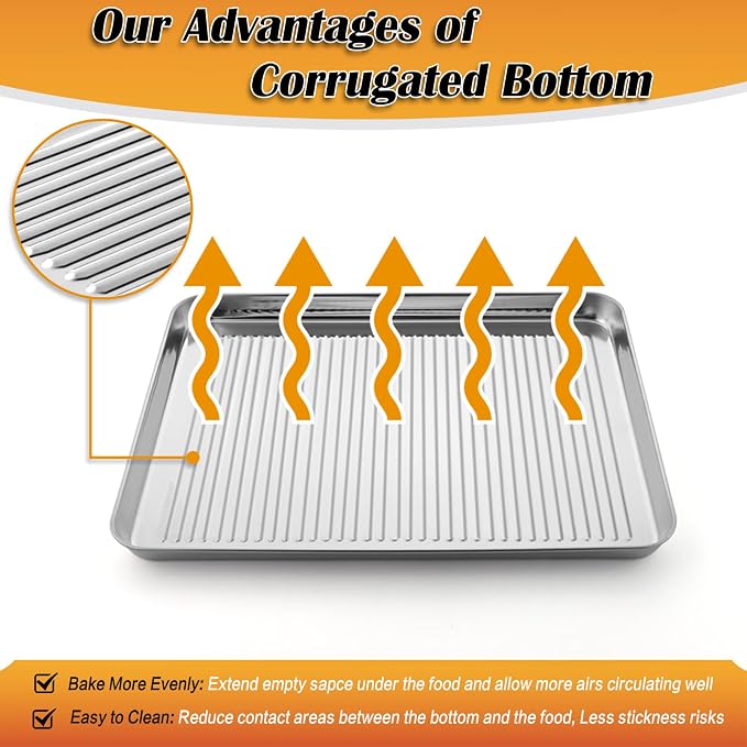 P&P CHEF Baking Oven Pan with Wire Rack, Stainless Steel Baking Oven Sheet Tray, Bacon Pan and Cooling Rack for Cooking Roasting Cookie, Dishwasher Safe & Easy Clean, 16 x 12 x 1 Inch