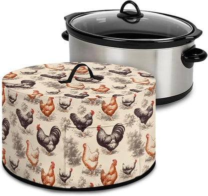 Farm Chickens Slow Cooker Cover for Pot Dust Cover Fits for Most 6-8 Quart Oval Slow Cooker Dustproof Small Appliance Accessories Decor