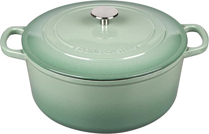 EDGING CASTING Enameled Cast Iron Dutch Oven Pot With Lid, 5.5 Quart, for Bread Baking, Cooking, Sage Green