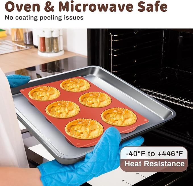 Ocmoiy 4 Inch Silicone Egg Mold for Breakfast Sandwiches, 2 Pack Non-Stick Silicone Muffin Top/Hamburger Bun Pan, Large Eggs Bites Molds for Oven Baking Egg Patty, Pancake, Frittata
