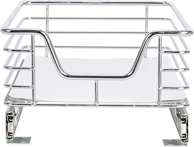 Household Essentials Chrome-Plated Steel Pull-Out Basket Organizer with Plastic Accents