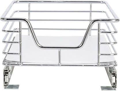 Household Essentials Chrome-Plated Steel Pull-Out Basket Organizer with Plastic Accents
