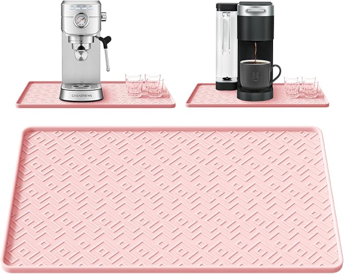 Silicone Coffee Mat with Raised Edges 17.7'' x 14.9'' – Waterproof Countertop Mat, Coffee Maker Pad, Espresso Machine Mat, Heat Resistant Dish Drying Mat