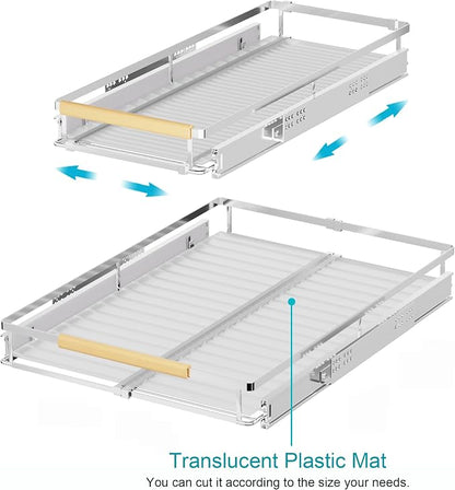 iPEGTOP 2 Pack Pull Out Cabinet Drawer Shelf Organizer, Extendable Sliding Slide Out Pantry Shelves Storage Heavy Duty for Kitchen Cabinets Under Sink, Adjustable Width 12.1~18.4" W x 22.4" D