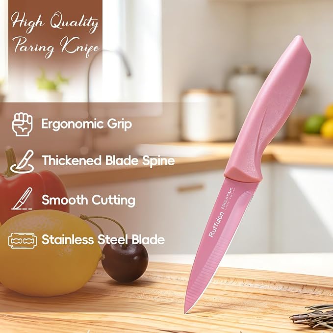 Paring Knife Set, 4PCS Stainless Steel Paring Knife Set, Ultra Sharp Fruit and Vegetable Knives, 3.5-Inch Kitchen Knives, Razor-Sharp Knife，Ergonomic Handle Design, Coloured