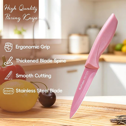 Paring Knife Set, 4PCS Stainless Steel Paring Knife Set, Ultra Sharp Fruit and Vegetable Knives, 3.5-Inch Kitchen Knives, Razor-Sharp Knife，Ergonomic Handle Design, Coloured