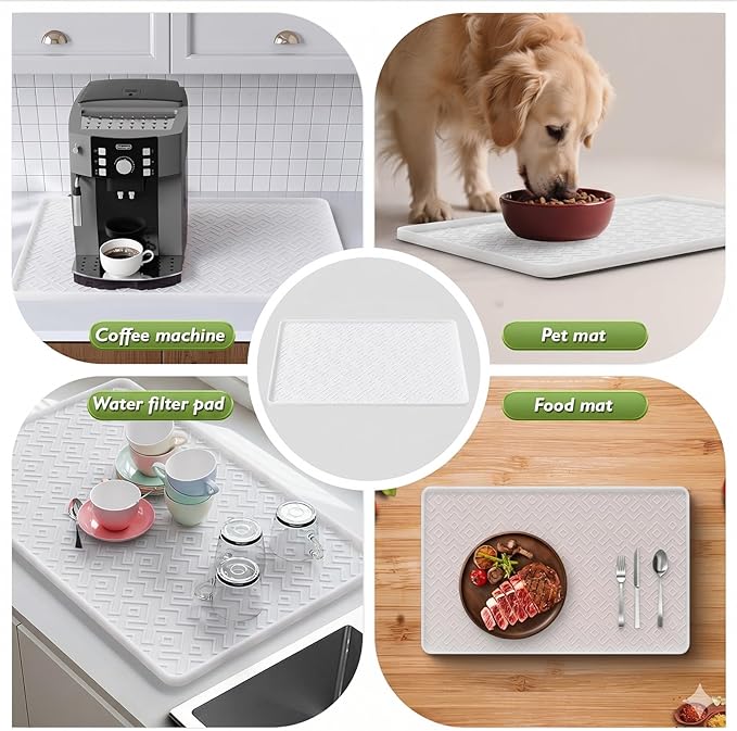 Silicone Coffee Mat 19" x 12", Waterproof Coffee Bar Mat, Spill-Proof Coffee Maker Mat for Kitchen Counter, Non-Slip Coffee Machine Mat, Durable Counter Protector