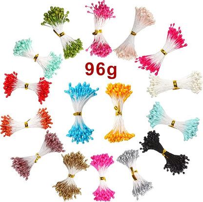 DECORA 16 Colors 1360 Pieces Mixed 3mm Pearl Flower Stamens for Decoration (Classic)
