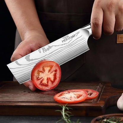 MDHAND Chef Knife Set with Roll Bag, 18PCS High Carbon Stainless Steel Ultra Sharp Professional Chef Knives Sets with Ergonomic Pakkawood Handle for Home Kitchen Cooking, Dishwasher Safe, Chef Gifts