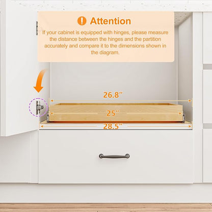 Pull Out Cabinet Organizer, 26" W x 21" D | Soft Close, Heavy Duty Slides, Wood Slide Out Drawers, For Kitchen Cabinets
