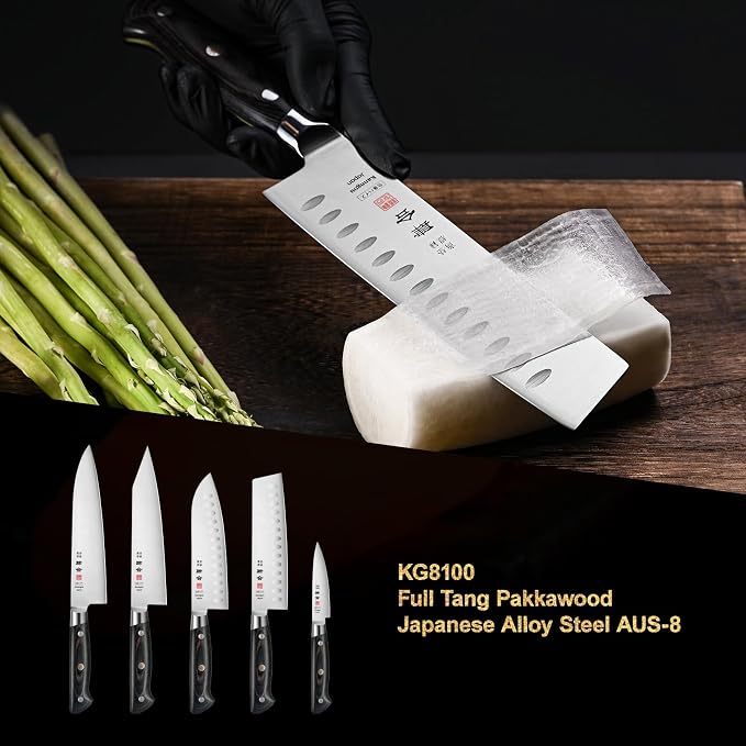 kanngou 7 Inch Nakiri Knife Japanese Cleaver Knife, Japan AUS-8 Alloy Steel Kitchen Chopping Knife with Full-Tang Pakkawood Handle and Premium Gift Box (Classic Series)